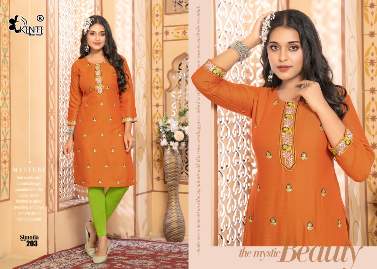 Simona Vol 2 Kinti Rayon Knee Length Kurtis