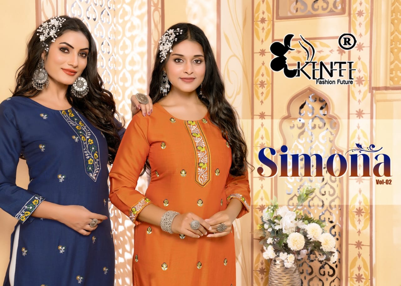 Simona Vol 2 Kinti Rayon Knee Length Kurtis