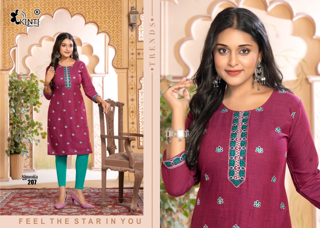 Simona Vol 2 Kinti Rayon Knee Length Kurtis