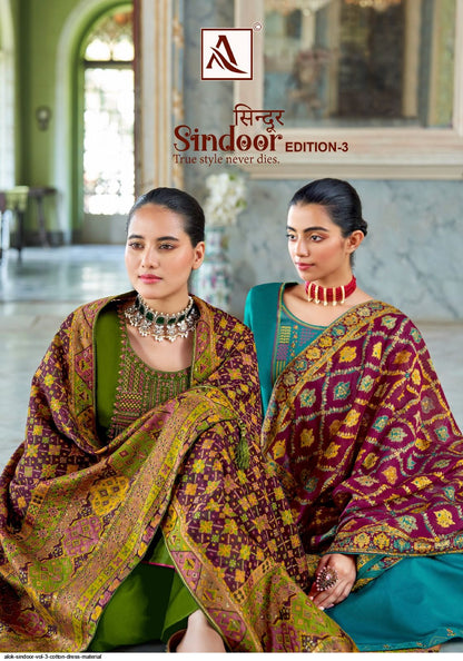 Sindoor-3 Alok Jaam Cotton Plazzo Style Suits
