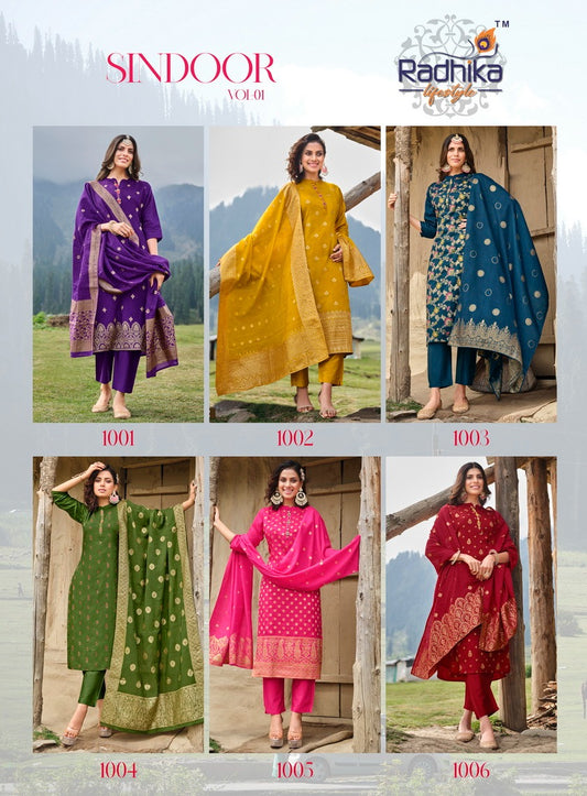 Sindoor Vol 1 Radhika Lifestyle Dola Silk Readymade Pant Style Suits