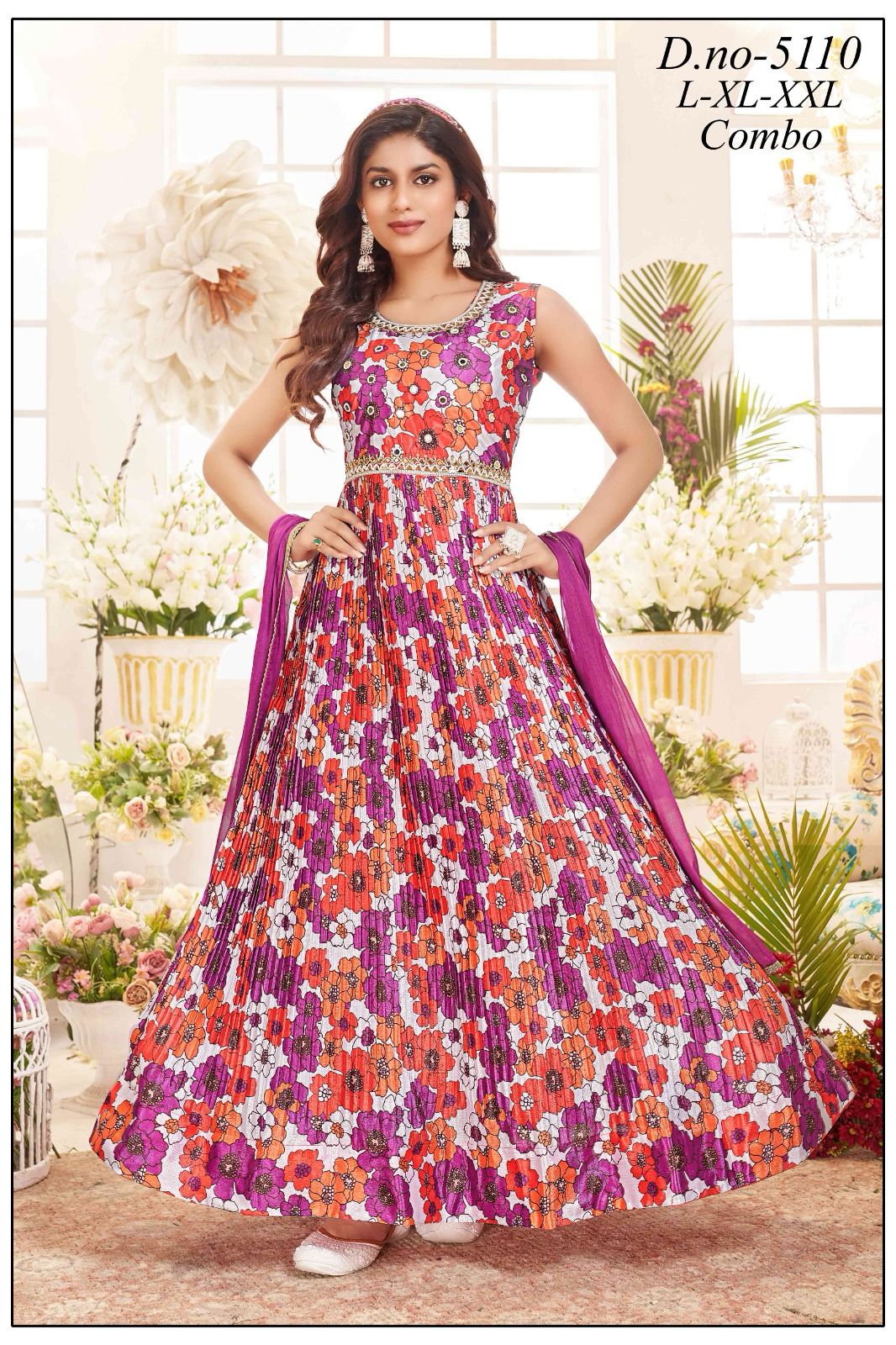 Single Colour-B Kalyan Chinon Readymade Anarkali Suits
