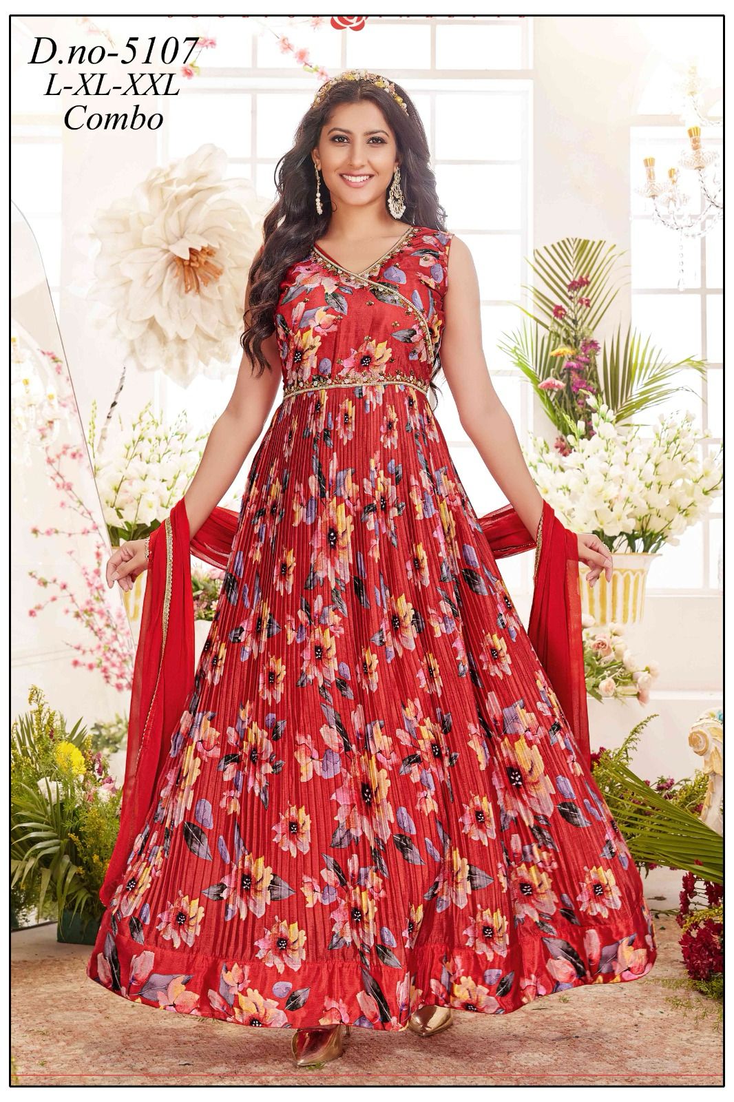 Single Colour-B Kalyan Chinon Readymade Anarkali Suits