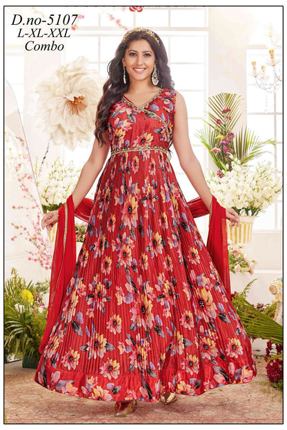 Single Colour-B Kalyan Chinon Readymade Anarkali Suits