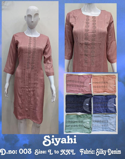 Siyahi-A Zoya Silky Knee Length Kurtis