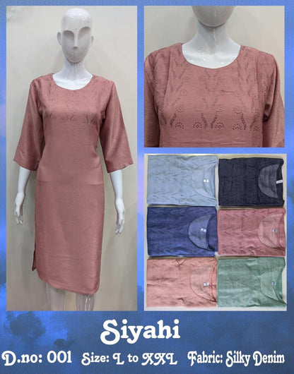 Siyahi-A Zoya Silky Knee Length Kurtis