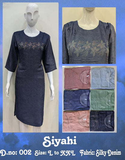 Siyahi-A Zoya Silky Knee Length Kurtis