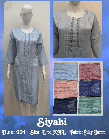 Siyahi-A Zoya Silky Knee Length Kurtis