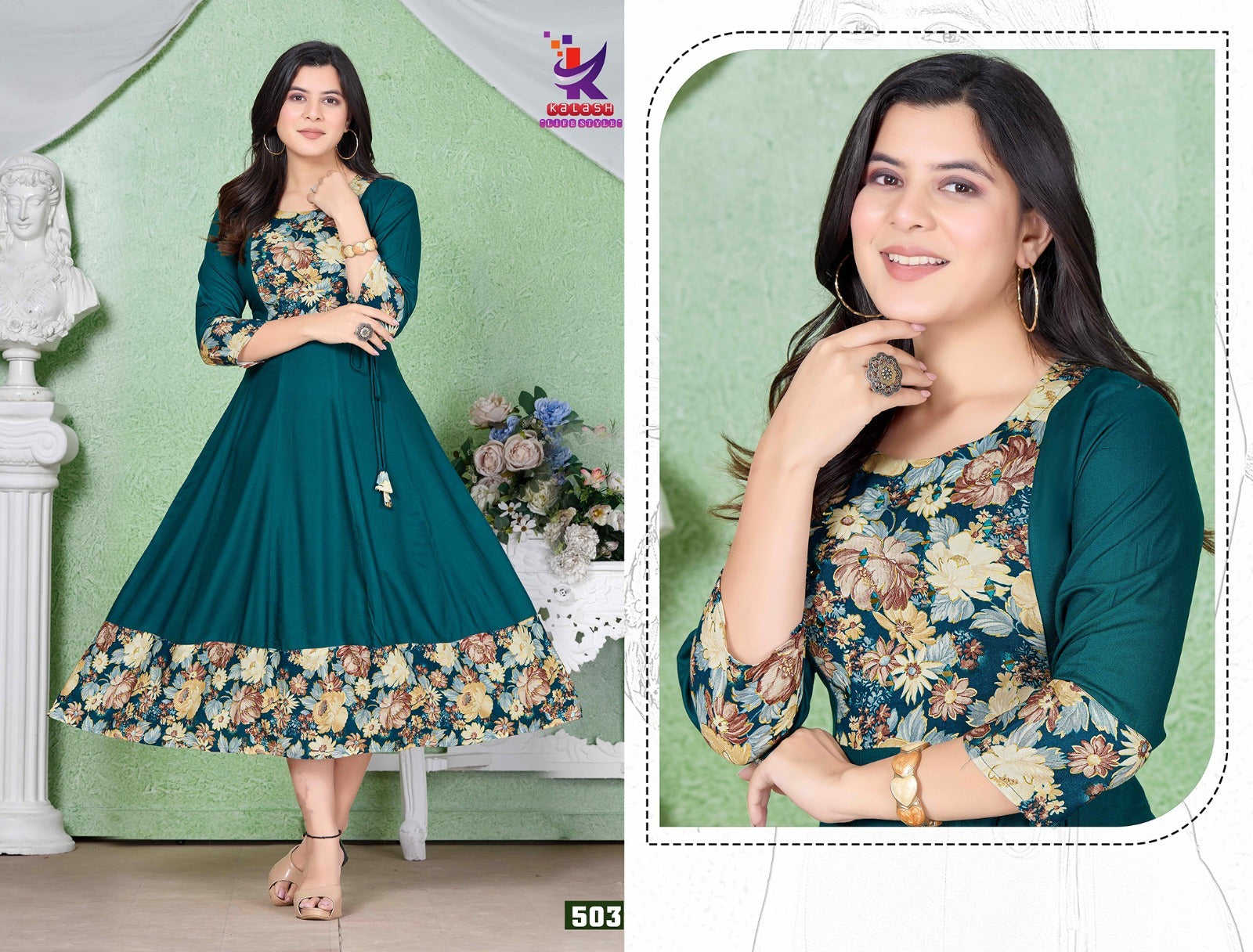 Sketch Mlm Kalash Lifestyle Rayon 14Kg Anarkali Kurtis