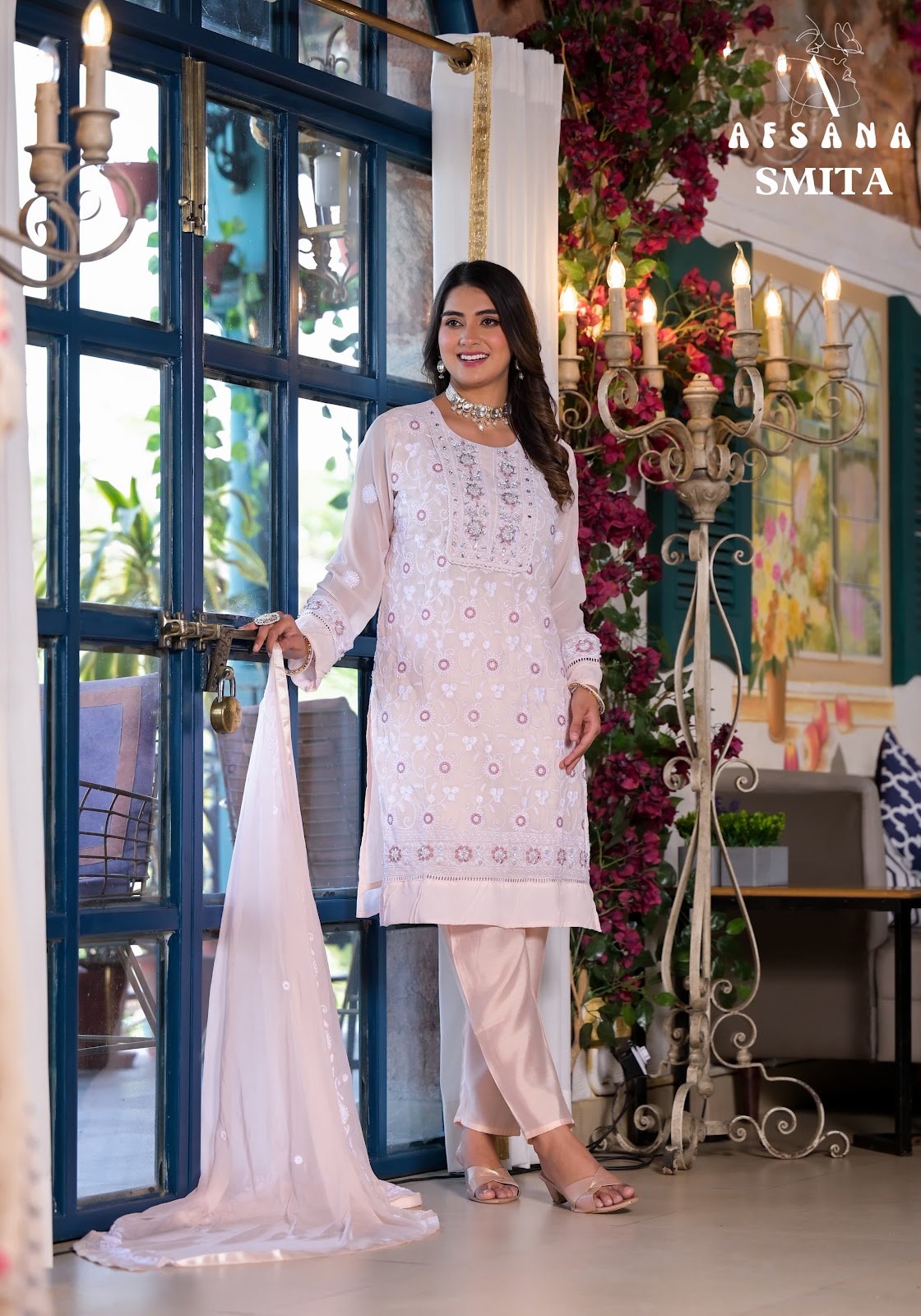 Smita Afsana Fox Georgette Readymade Pant Style Suits