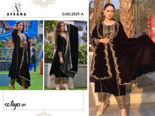 Sofiya-2029 Afsana Readymade Velvet Suits