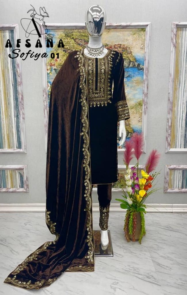 Sofiya-2029 Afsana Readymade Velvet Suits
