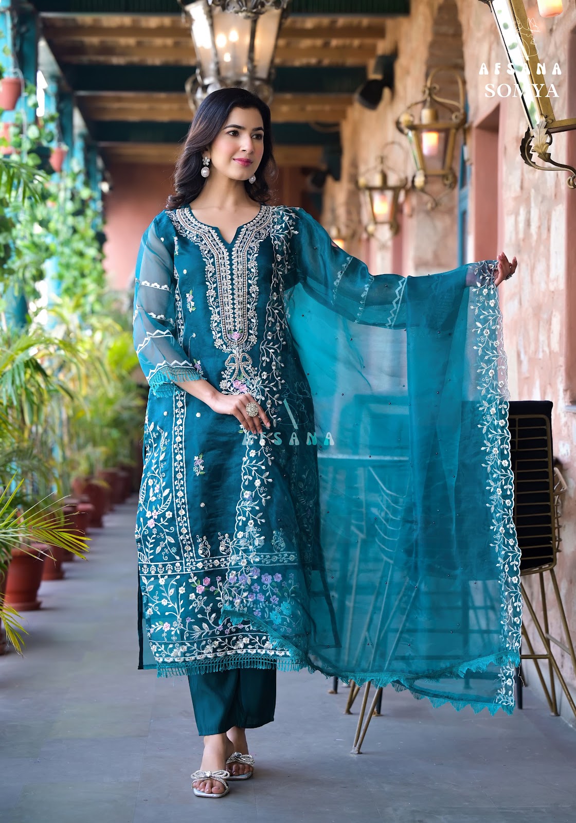 Somya Afsana Organza Readymade Pant Style Suits