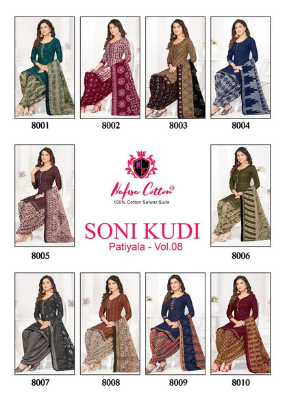 Soni Kudi Vol 8 Nafisa Cotton Cotton Patiyala Style Suits