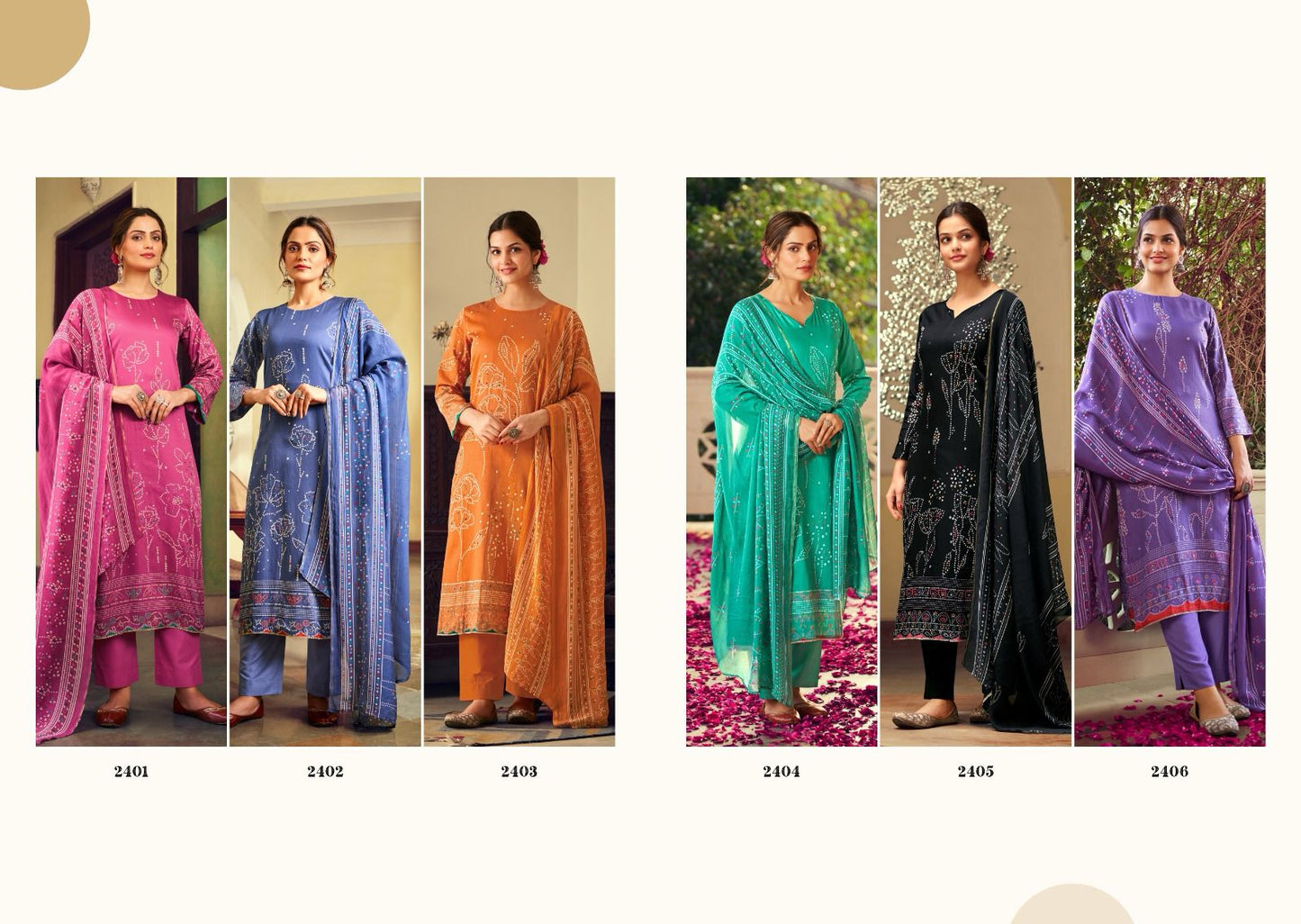 Soundarya Rupali Jaam Satin Pant Style Suits