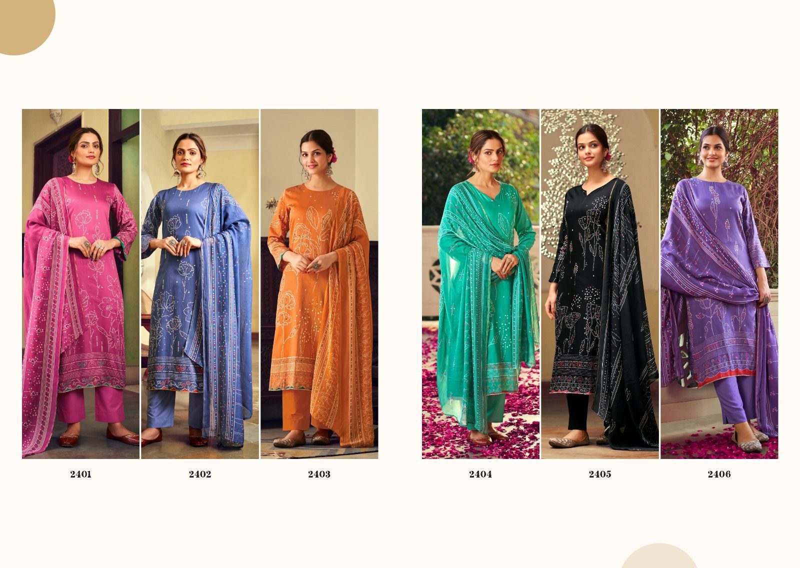 Soundarya Rupali Jaam Satin Pant Style Suits