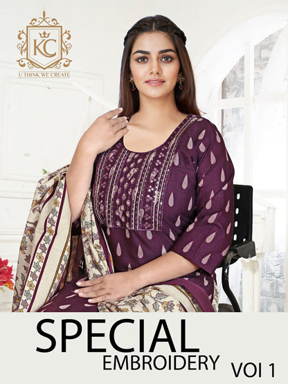 Special Embroidery Vol 1 Kcf Cotton Readymade Cotton Salwar Suits