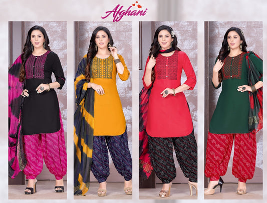 Special Mlm Kalash Lifestyle Rayon Afghani Readymade Suit