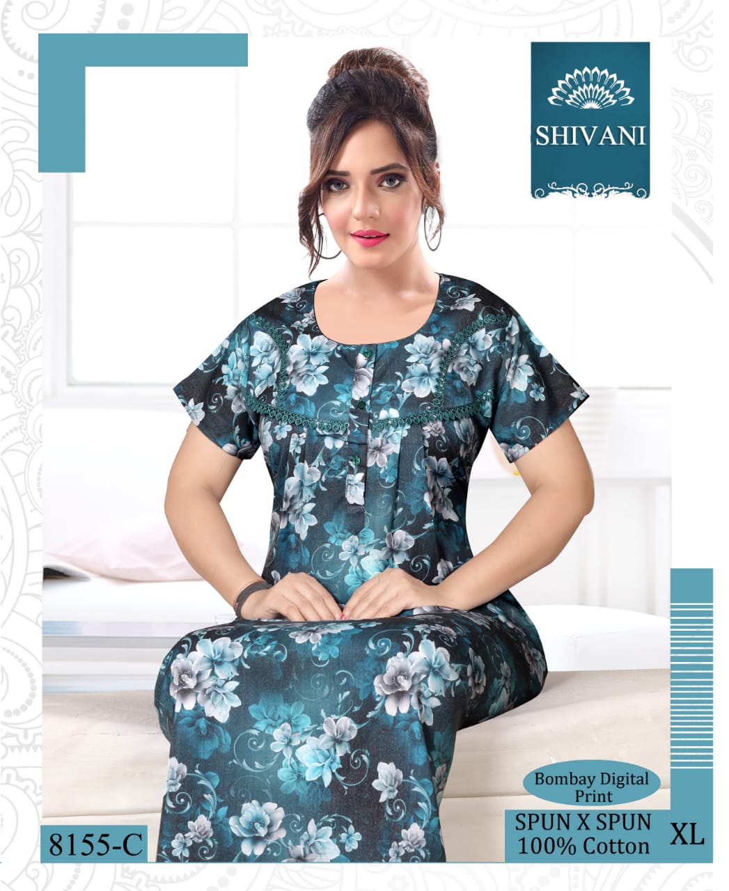 Urali® Women's Printed 100% Cotton Night Gown (Pink, L) - T411 : Amazon.in:  Fashion