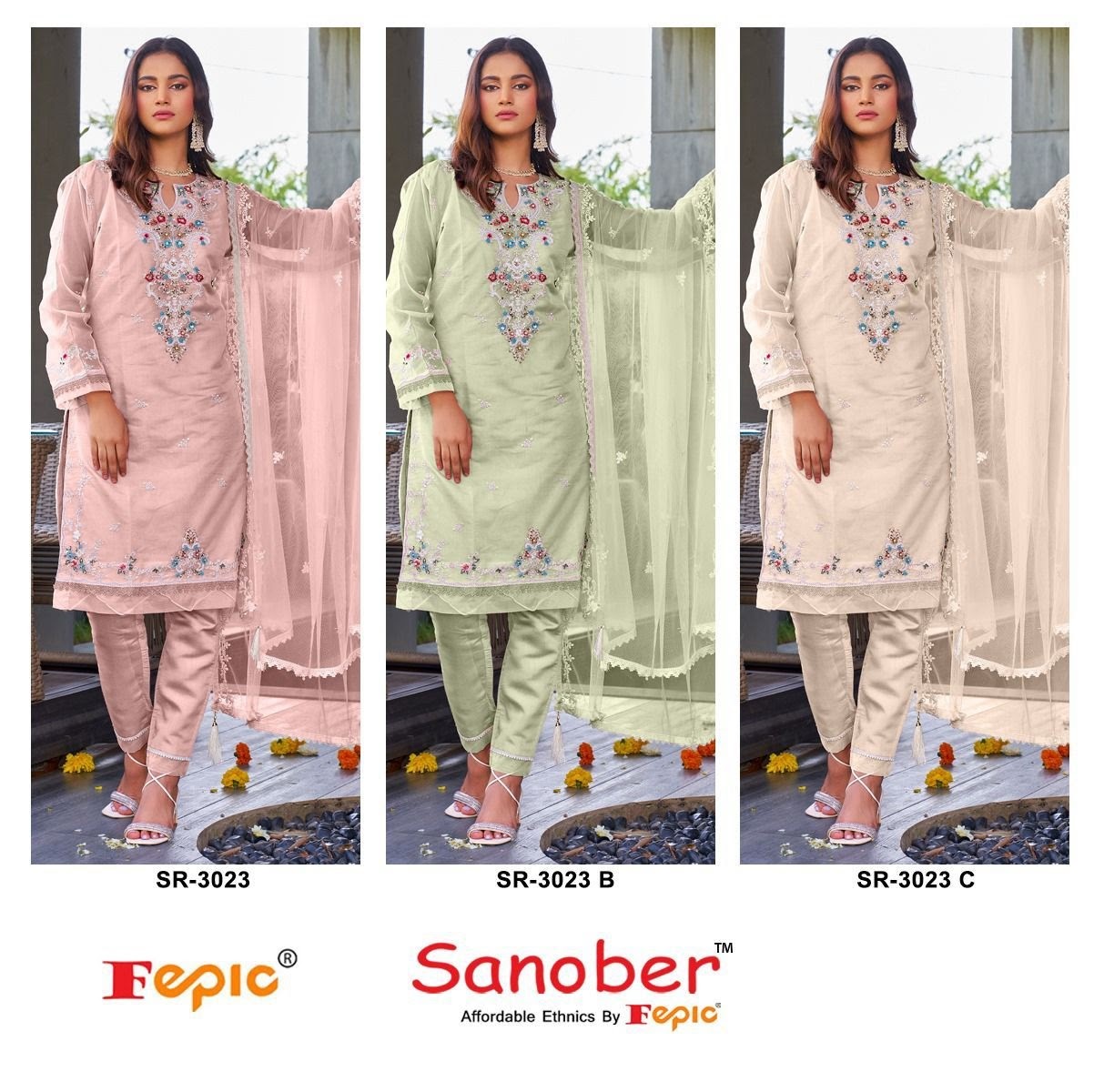 Sr 3023 Sanober Fepic Organza Pakistani Readymade Suits
