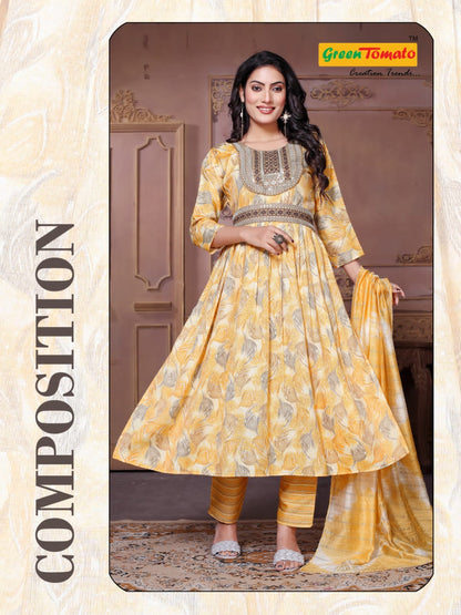 Sridevi Green Tomato Readymade Pant Style Suits