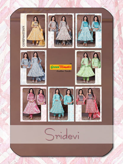 Sridevi Green Tomato Readymade Pant Style Suits