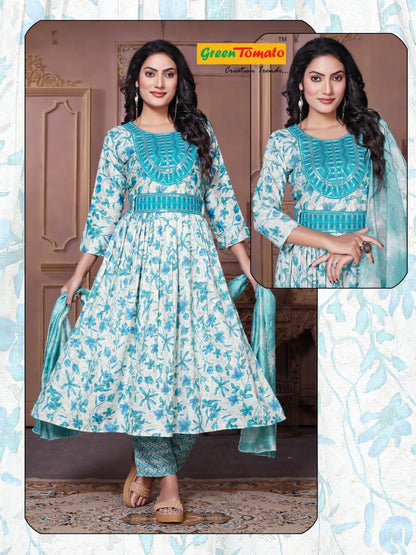 Sridevi Green Tomato Readymade Pant Style Suits