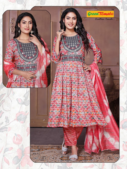 Sridevi Green Tomato Readymade Pant Style Suits