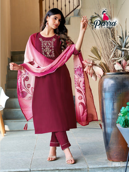 Srishti Parra Studio Roman Silk Readymade Pant Style Suits