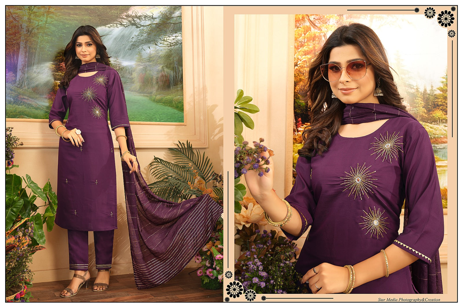 Sst-704 Faith Lady Silk Readymade Pant Style Suits