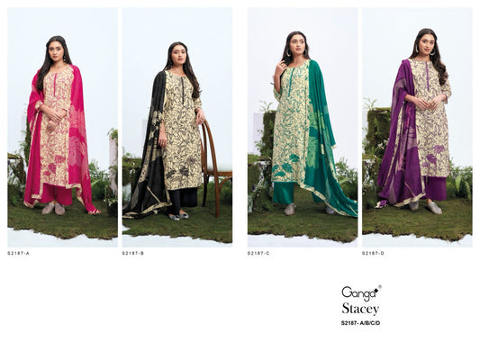 Stacey 2187 Ganga Cotton Silk Plazzo Style Suits