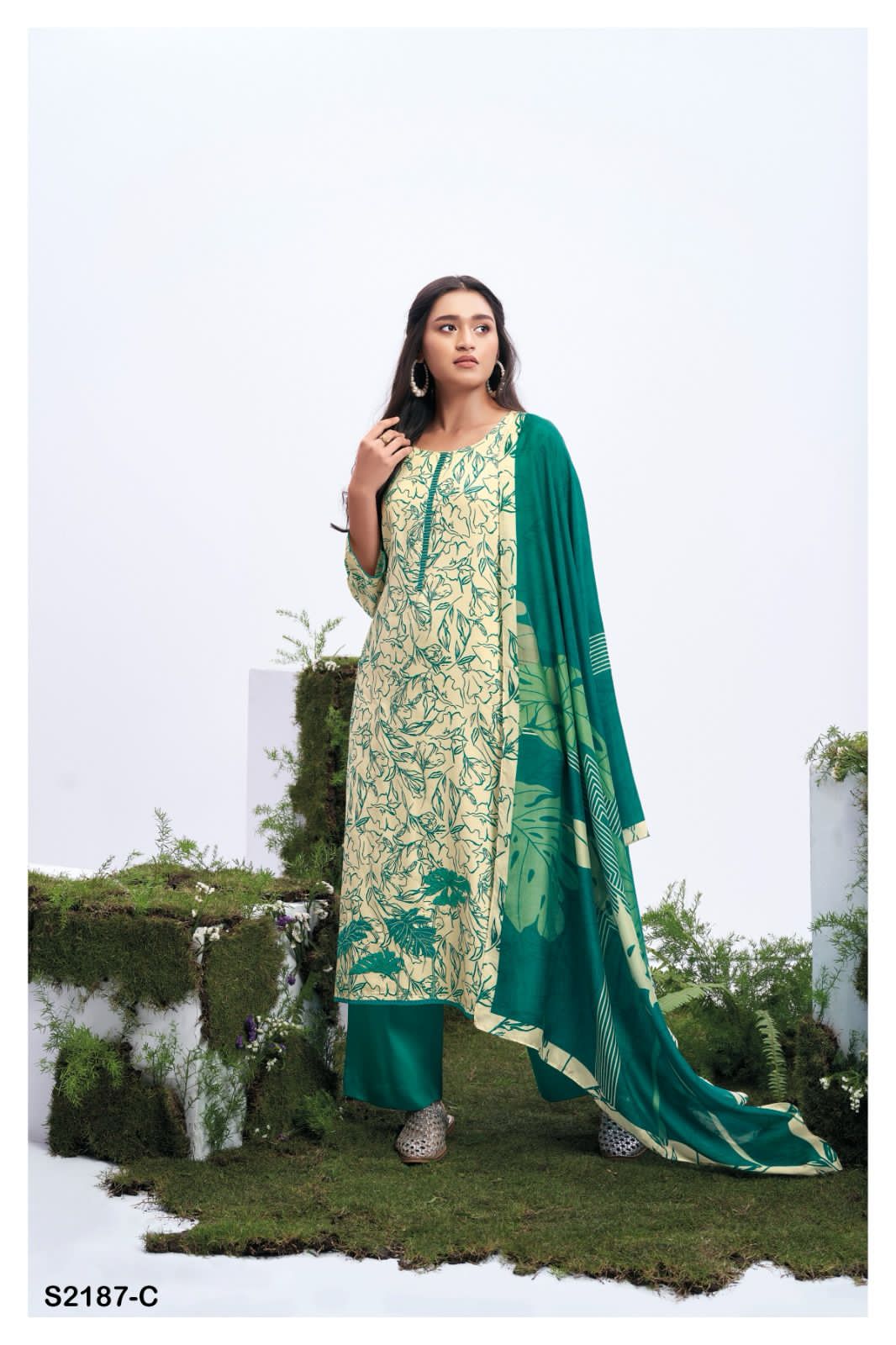 Stacey 2187 Ganga Cotton Silk Plazzo Style Suits