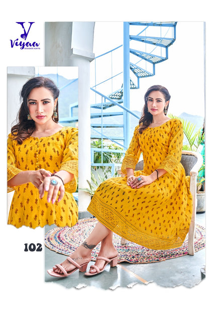 Star Girl Viyaa Chanderi Modal Anarkali Kurtis