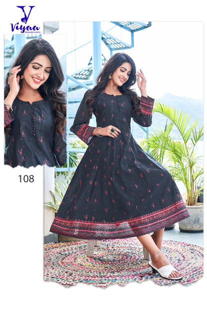 Star Girl Viyaa Chanderi Modal Anarkali Kurtis