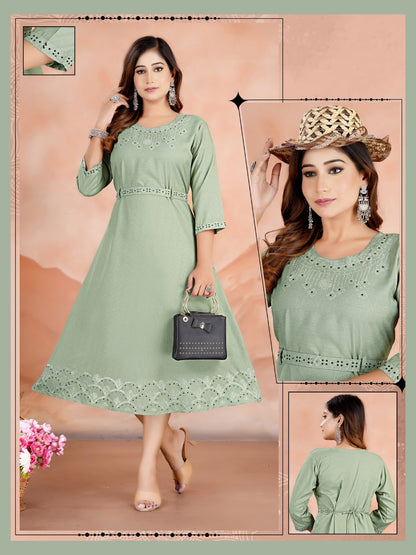 Starlink Hk Slub Anarkali Kurtis