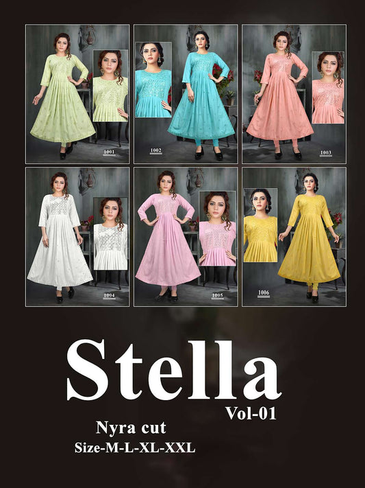 Stella Vol 1 Kavinay Two Tone Naira Cut Kurtis