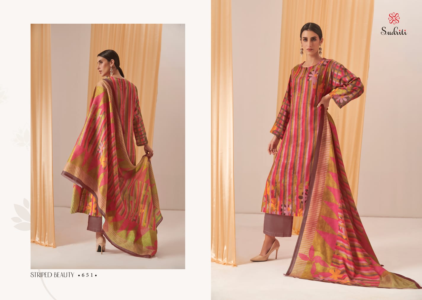 Striped Beauty Sudriti Sahiba Pashmina Suits