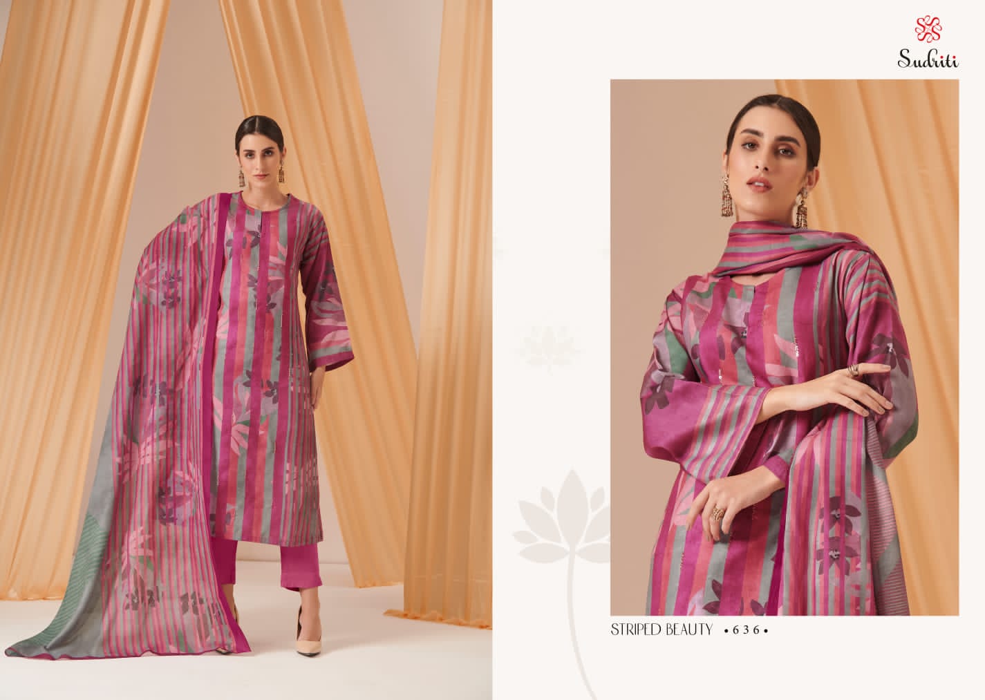 Striped Beauty Sudriti Sahiba Pashmina Suits