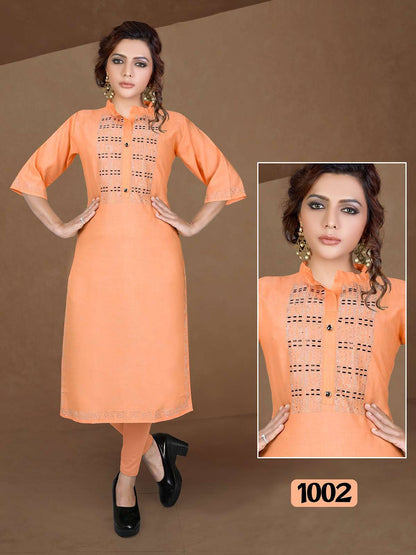 Stylish Stone Vol 1 Kavinay Rayon Slub Knee Length Kurtis