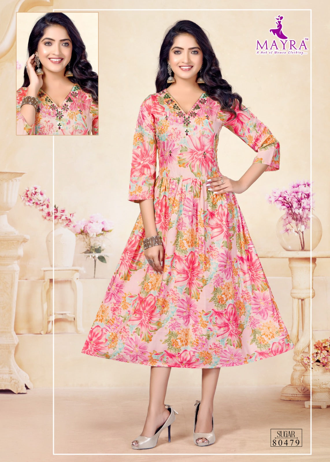 Sugar Mayra Modal Chanderi Anarkali Kurtis