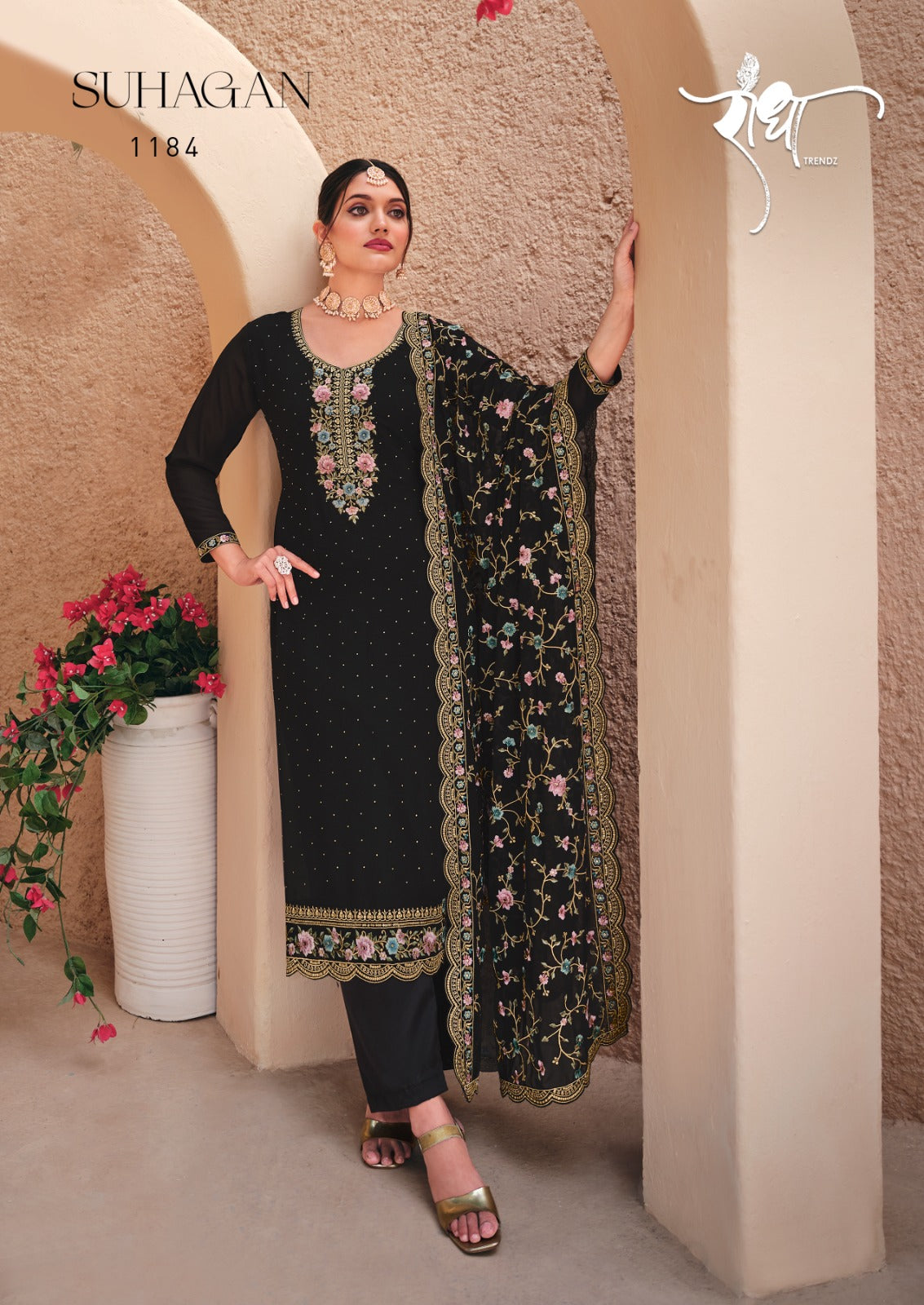 Suhagan Radha Trendz 2 Tone Pant Style Suits