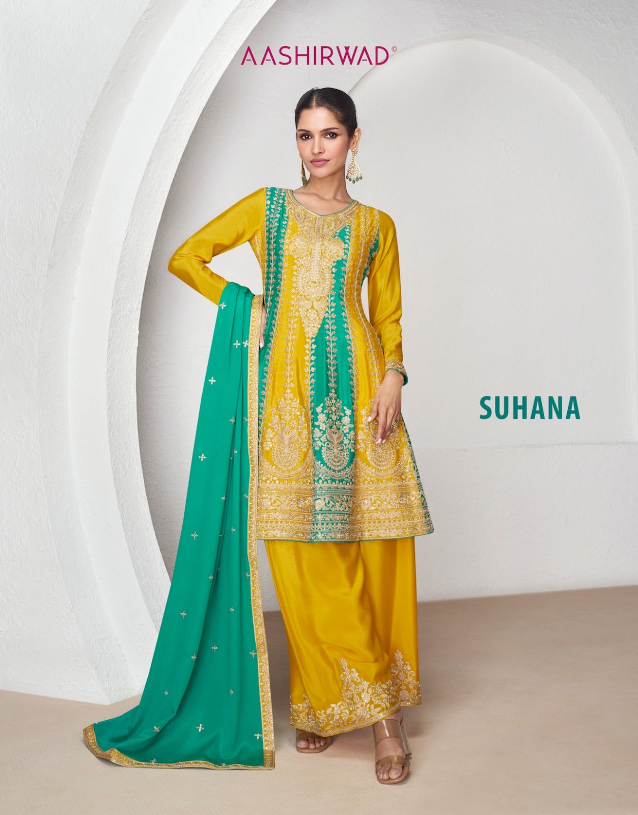 Suhana Aashirwad Creation Chinon Pakistani Readymade Suits