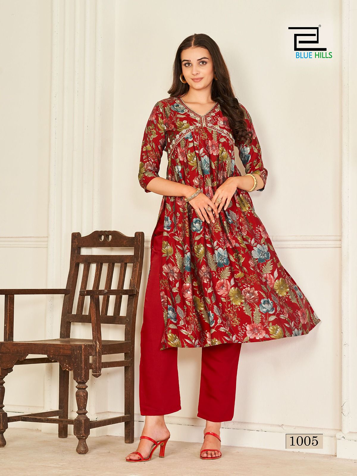 Suhana Blue Hills Modal Chanderi Kurti Pant Set