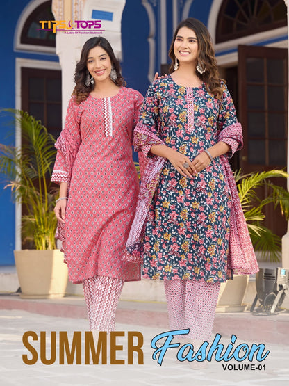 Summer Fashion Vol 1 Tips Tops Cotton Readymade Pant Style Suits