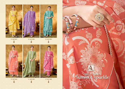 Summer Sparkle Alok Cotton Jacquard Plazzo Style Suits