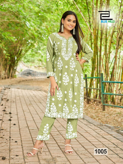 Sunburn 2023 Blue Hills Rayon Kurti Pant Set