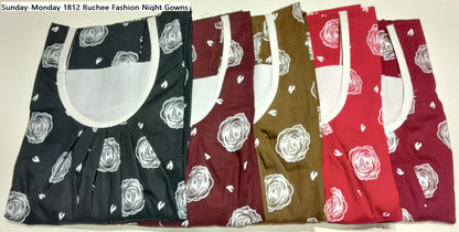 Sunday-Monday 1812 Ruchee Fashion Cotton Night Gowns