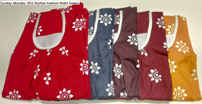 Sunday-Monday 1812 Ruchee Fashion Cotton Night Gowns