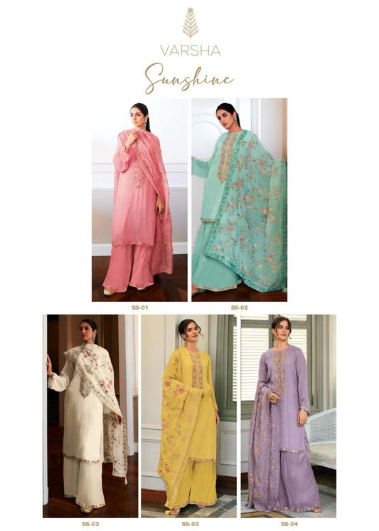 Sunshine Varsha Fashions Muslin Plazzo Style Suits