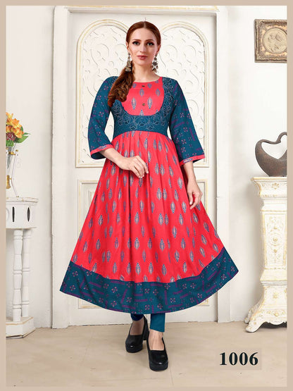 Super Woman Vol 1 Kavinay Rayon Anarkali Kurtis